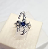 Blue Sapphire 925 Silver Scorpion  Adjustable Ring