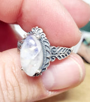 Moonstone 925 Silver Adjustable Ring