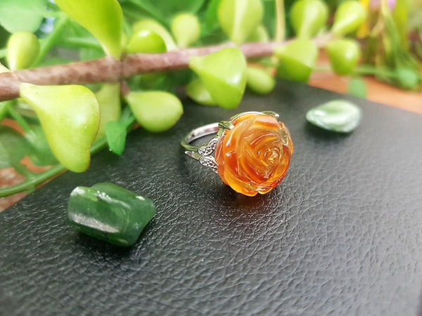 Amber 925 Silver Rings